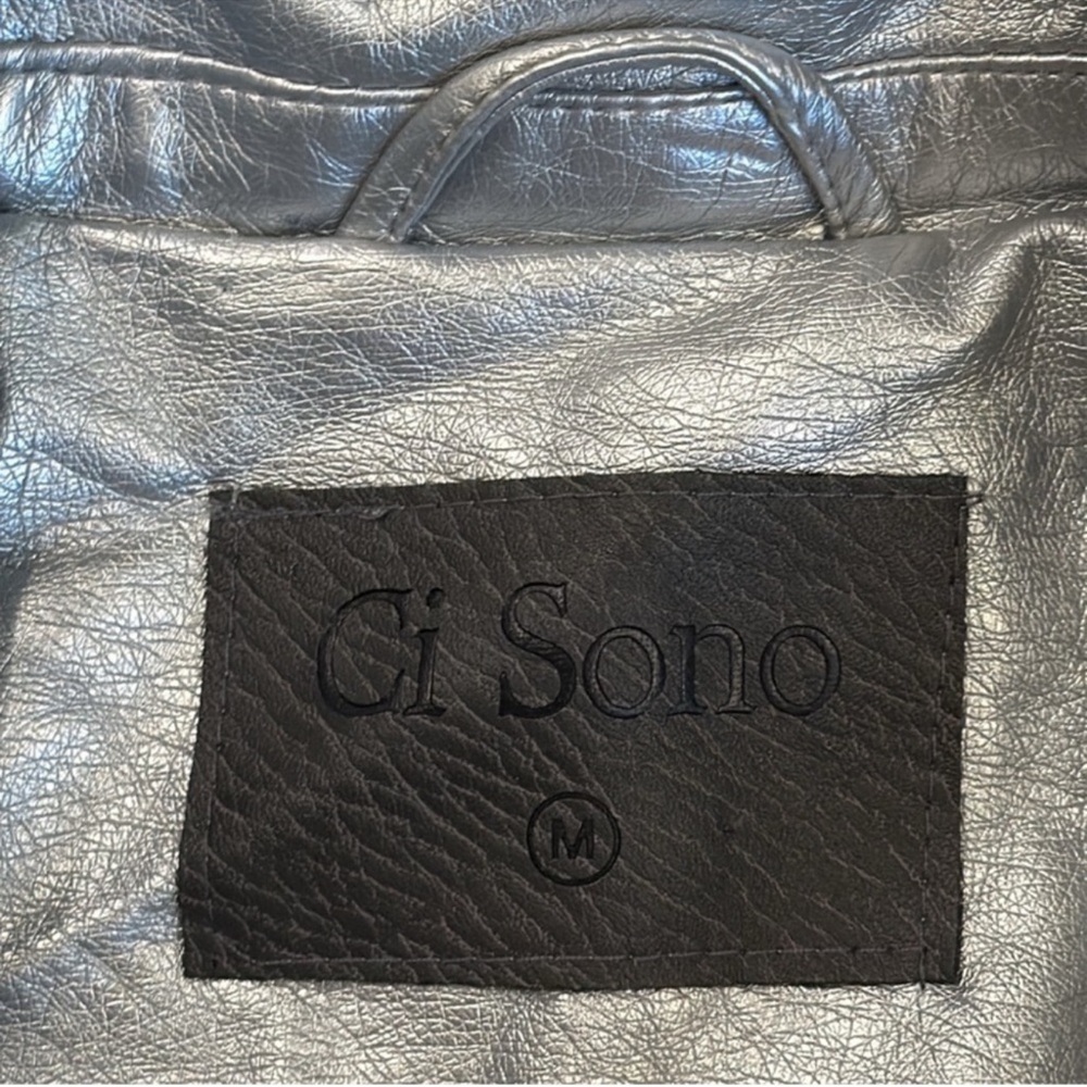 Ci Sono Silver Metallic Moto Jacket ✨ NWT Vegan Leather Biker (M) - Picture 8 of 13